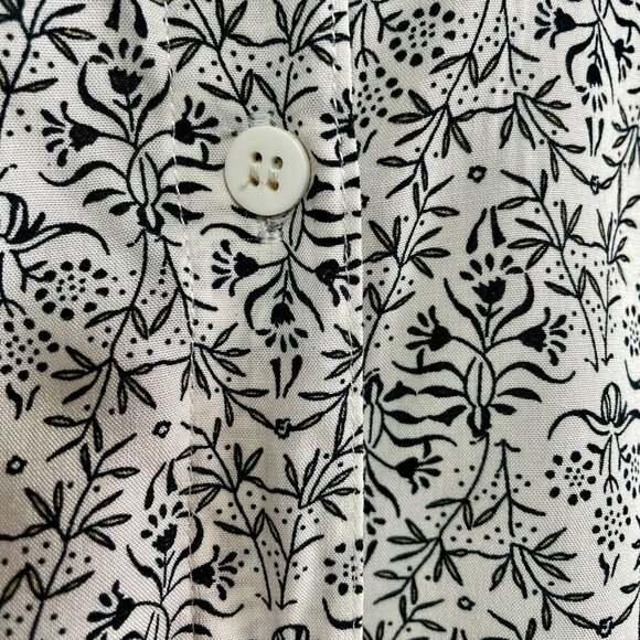 Max Studio Ruffle-Back Button-Down Blouse Black Floral on Cream Size XL - Picture 7 of 16